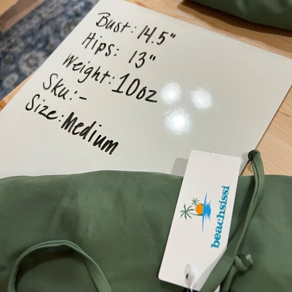 Beachsissi Halter Neck Bikini Top Ruched Bottom Olive Green Size Medium NWT - Picture 9 of 9